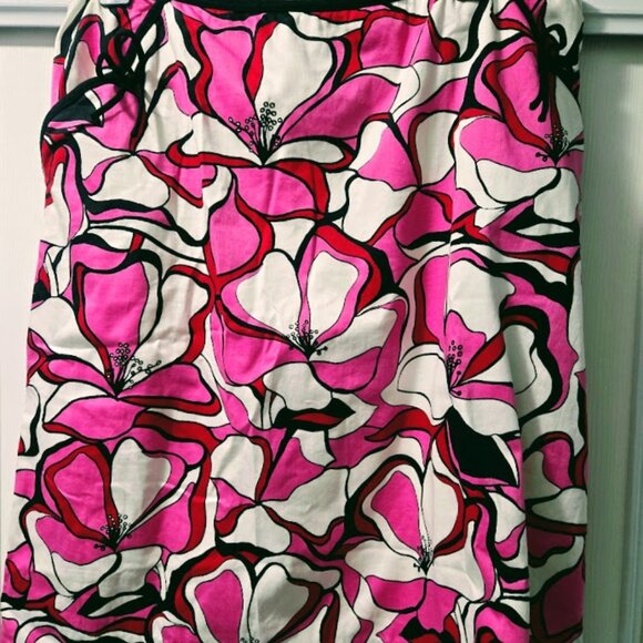 City Silk vibrant‎ pink floral skirt with scallop hem Size 14 - Picture 5 of 5